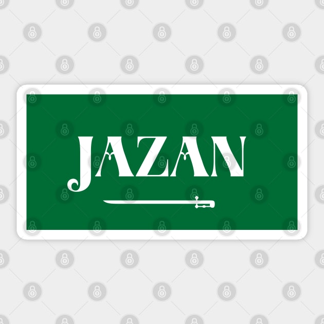 Jazan City in Saudi Arabian Flag Sticker by aybe7elf
